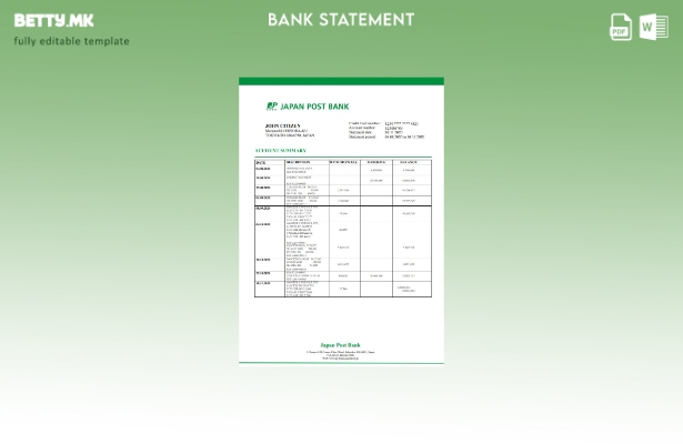 модерен стил Јапонски шаблон за извод од поштенска банка